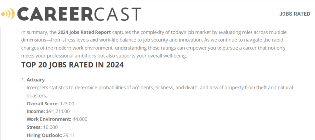 Indagine careercast 2024