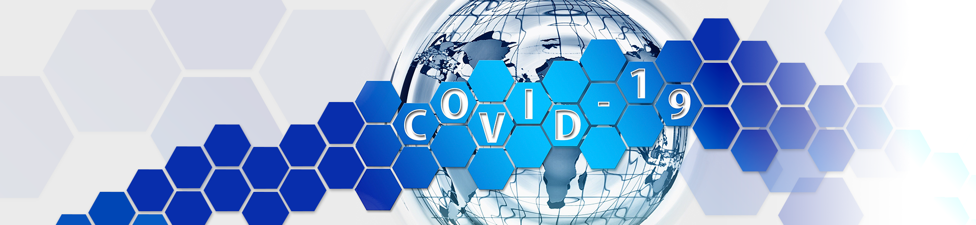 Immagine con esagoni recante la scritta Covid-19